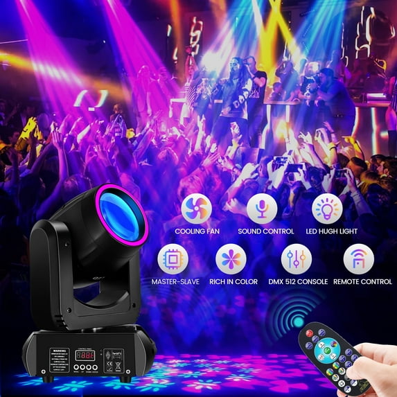 Bjsuc 280W Moving Head Spotlights – 8 Colors with Remote Control for Christmas Wedding DJ Party Dance Show Club Wedding Stage Lighting