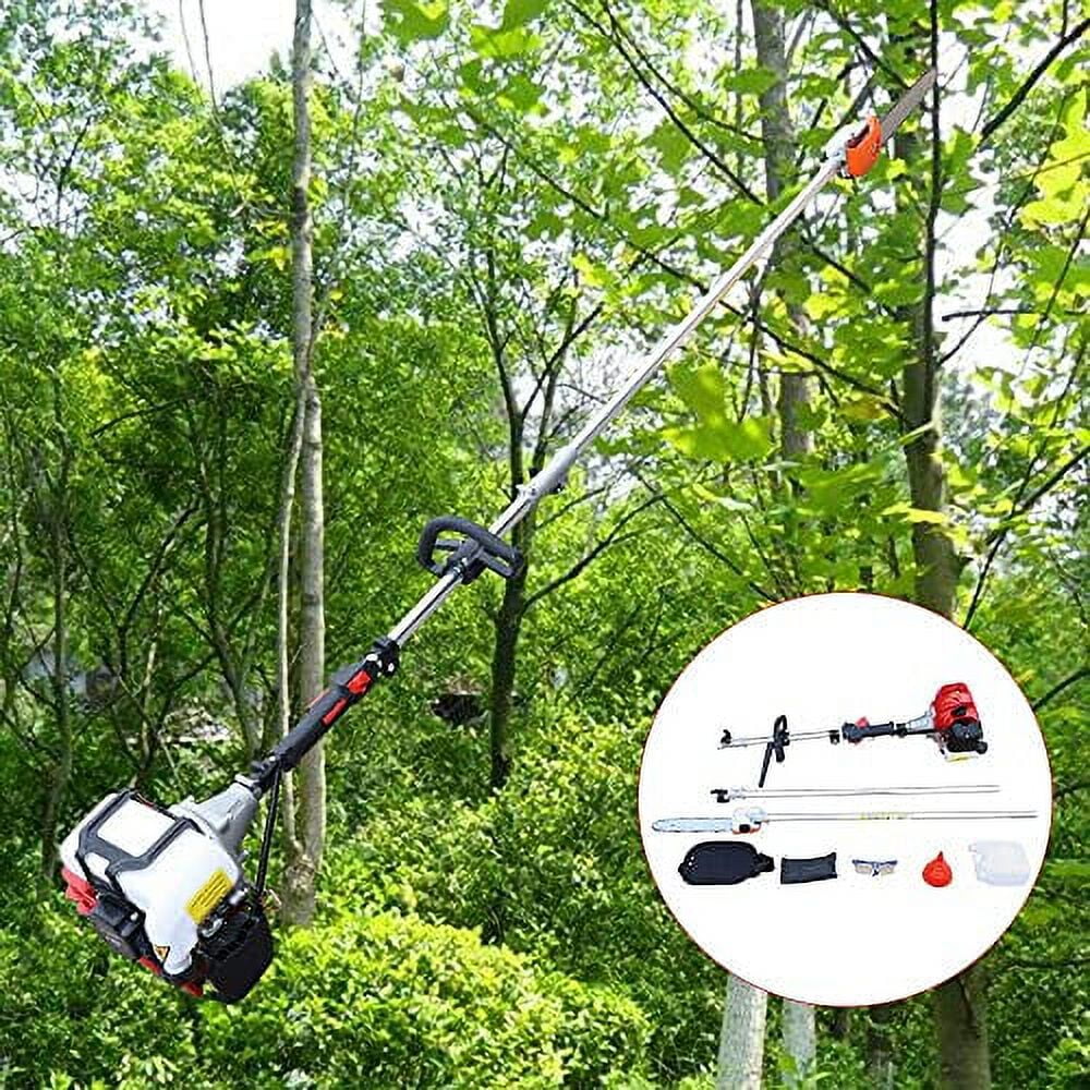 BJTDLLX 42.7CC 2 Stroke Pole Saw Gas Powered Pruner Chainsaw with Extension Pole Pole Saw Tree