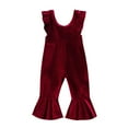 thumbnail image 1 of BJUTIR Baby Girls Bodysuits Outfit Ruffles Fly Sleeve Solid Romper Bell Bottoms Flare Jumpsuit For 18-24 Months, 1 of 6