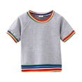 thumbnail image 1 of BJUTIR Boys Fashion T Shirts Short Sleeve Toddler Girls Summer Colorful Striped Prints T Shirts Tops Outwear Fashion For 3-4 Years, 1 of 7