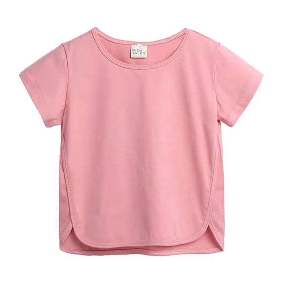 BJUTIR Boys Fashion T Shirts Short Sleeve Toddler Kids Baby Girls Solid Crewneck Irregular T Shirts Tops Tee Clothes For Children For 3-4 Years