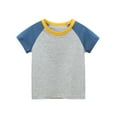 thumbnail image 1 of BJUTIR Boys Fashion T Shirts Short Sleeve Toddler Kids Girls Basic Color Block T Shirt Casual Tees Shirt Tops Solid Color For 8-9 Years, 1 of 2