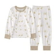 thumbnail image 1 of BJUTIR Boys Pajamas Set Long Sleeve Casual Cartoon Print Pajama Top Pants Set Stretch Sleepwear Size 7 -8 Beige, 1 of 2