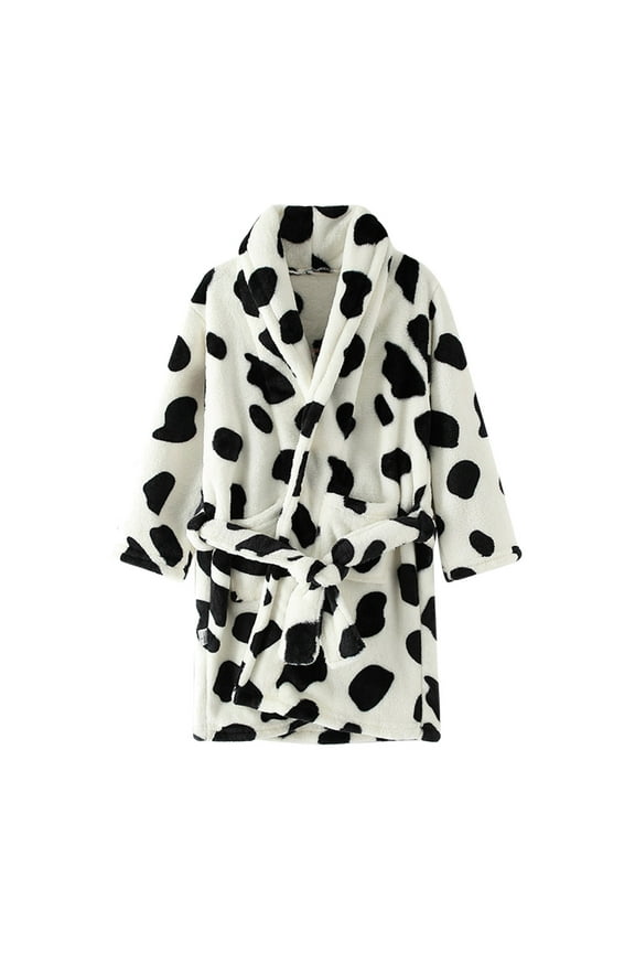 Boys Pajamas Toddler Kids Baby Boys Girls Print Bathrobes Hooded Warm Flannel Night Robe Sleepwear Cute Warm Pajamas Robe