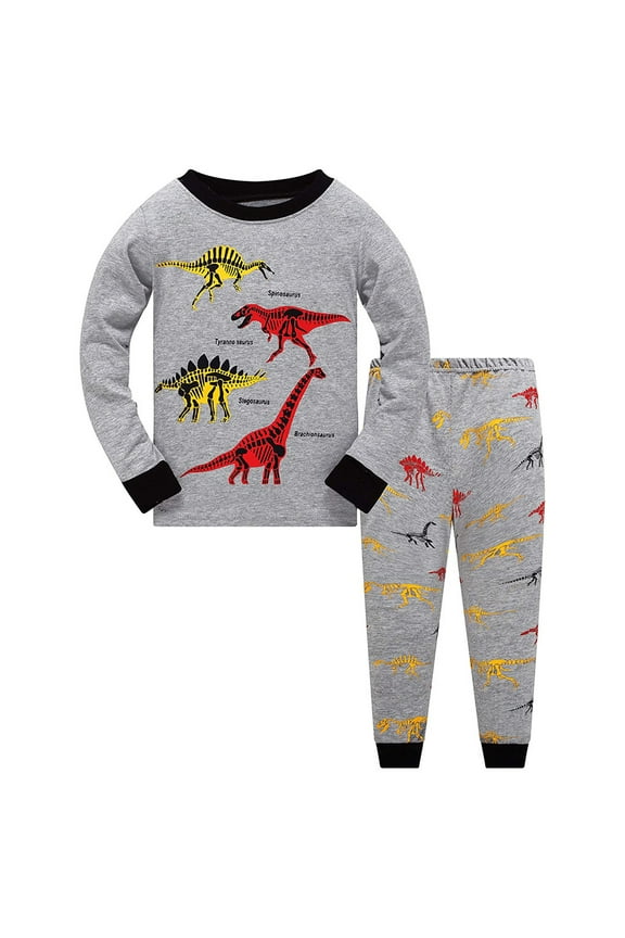 Boys Pajamas Toddler Kids Boys Pajamas Cotton Dinosaur Sleepwear T Shirt Tops Pants Set