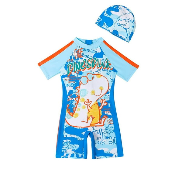 BJUTIR Boys Swimsuits Swimwear For Summer Stylish With Dino Print For Beach Surfing And Hot Springs Soft Blue Swimming Suit Size 3-4 Years