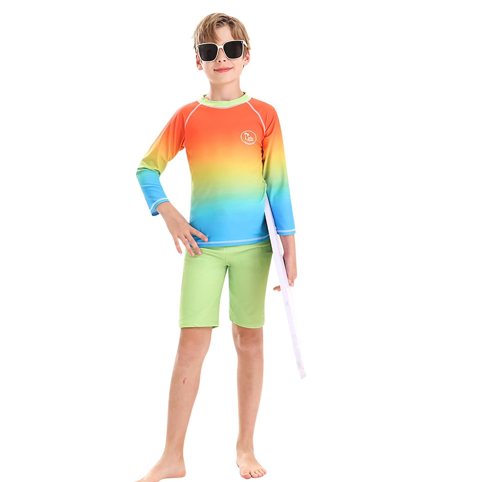 BJUTIR Boys Swimwear Set Long Sleeve Rash Guard Swim Shirt With ...