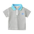 thumbnail image 1 of BJUTIR Boys T Shirts Casual Short Sleeve Top For Toddlers Loose Fit Solid Color Stripe Summer Spring Outdoor Activities Playground Beach Basic Top Size 1-2 Years, 1 of 8
