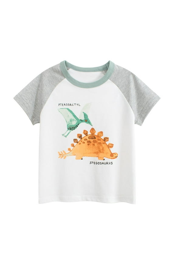 Boys T Shirts Dinosaur Print Short Sleeve T Shirt Summer Nw Arrival Casual Cotton Top For Toddler Classic Tee Size 12-18 Months