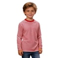 thumbnail image 1 of BJUTIR Boys T Shirts Knit Striped Long Sleeve Shirt Comfortable Casual Crewneck Top For Kids Basic Top Size 7-8 Years, 1 of 6