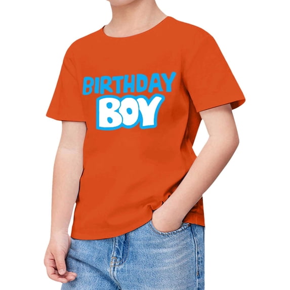 BJUTIR Boys T Shirts Short Sleeve Happy Brithday Prints T Shirt Trendy Fans Present Tops Lightweight Tee Size 4-5 Years