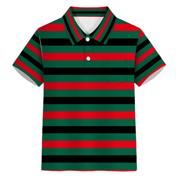 BJUTIR Boys T Shirts Striped Shirt With Buttons And Collar Casual Pocket Top For Youth Stylish Gentleman Basic Top Size 7-8 Years
