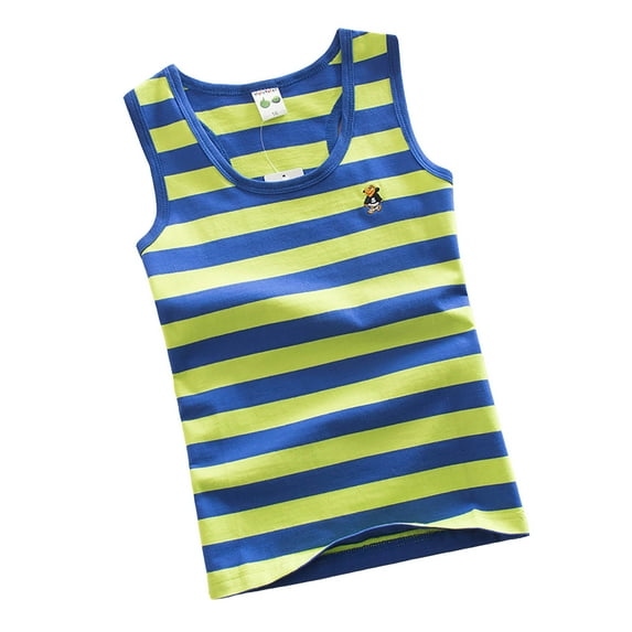 BJUTIR Boys T Shirts Summer Tank Tops Rainbow Striped Sleeveless Shirt Comfortable Stretchy Casual Wear For Kids Trendy Tee Size 6-7 Years