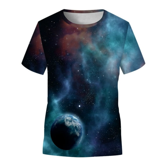 BJUTIR Boys Tshirts Casual T-Shirt Kids Print Clothes Tops Galaxy Children Teen Tops For 5-6 Years