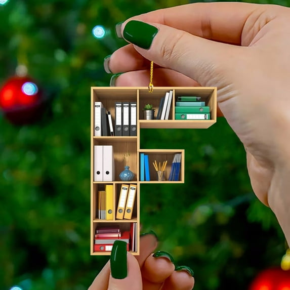BJUTIR Christmas Hanging Decorations Book Lovers Heart Shaped Bookshelf Pendant Acrylic Ornament