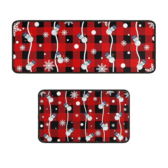 BJUTIR Christmas Kitchen Carpet (2 Pieces) Merry Christmas Kitchen Carpet Washable Cushion Comfortable Kitchen Carpet Set Holiday Decor