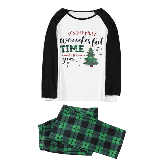 BJUTIR Christmas Pjs Deer Plaid Print Long Sleeve T Shirt Top And Pants Xmas Sleepwear Holiday Family Matching Pajamas Outfit Christmas Family Pajamas