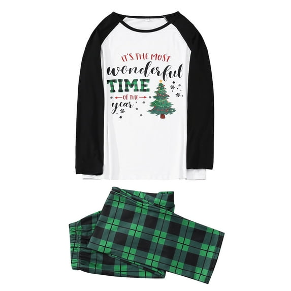 BJUTIR Christmas Pjs Deer Plaid Print Long Sleeve T Shirt Top And Pants Xmas Sleepwear Holiday Family Matching Pajamas Outfit Christmas Family Pajamas