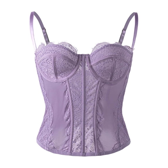 Ma Cherie Florence By Mills Women's Lace Bustier Top - Wear Alone Or Layer,  Machine Washable Corset Tops