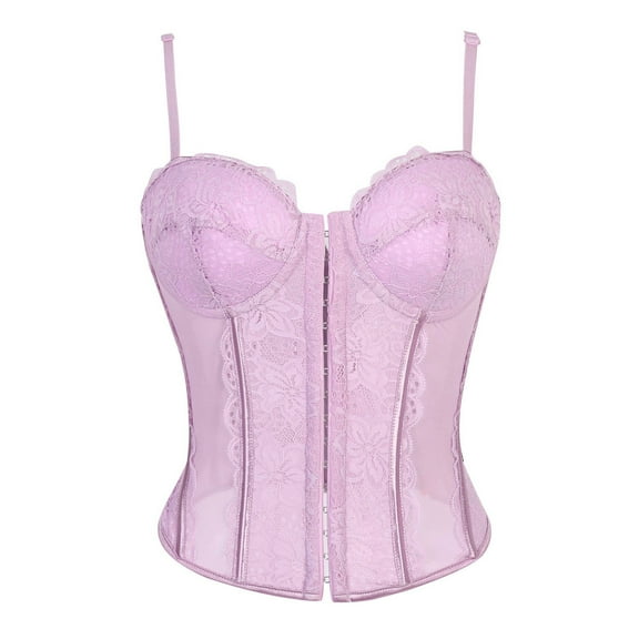 BJUTIR Corset Tops For Women Lace Bustier Mesh Double Strap Corset Bustier Tank Top Shapewear Y2K Tank Crop Tops Purple