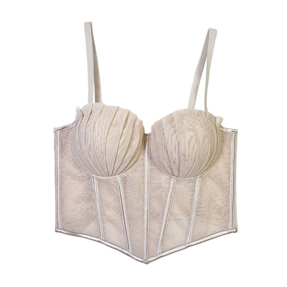 BJUTIR Corset Tops For Women Mesh Lace Bustier Beautiful Back Underwear Wearing To Exposure And Tube Top Thin Models Bodyshaper Top Khaki