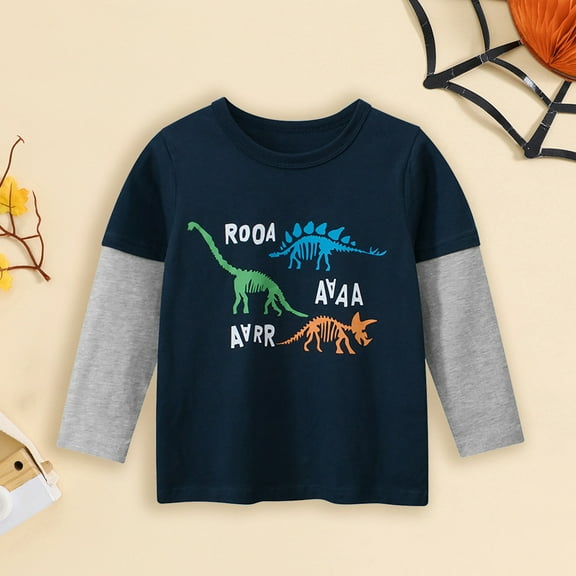 BJUTIR Cute Cartoon Print Tops For Boys Toddler Baby Girls Long Sleeve Cartoon Dinosaur Prints Shirt Tops Fall Winter Clothes
