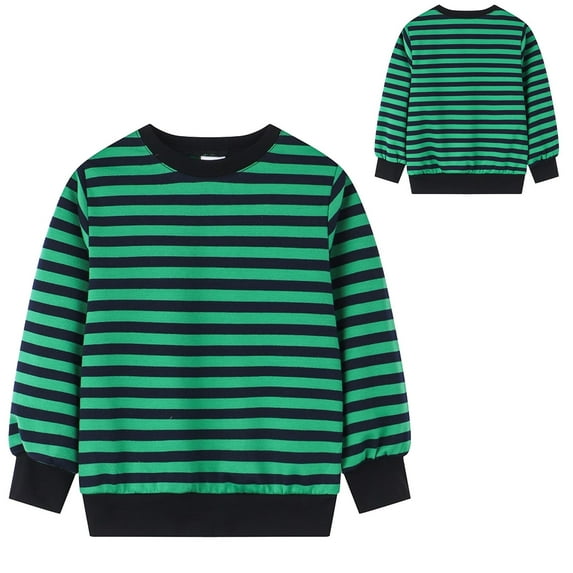 BJUTIR Cute Cartoon Print Tops For Boys Toddler Kids Girls Long Sleeve Basic T Shirt Casual Stripe Prints Sweatershirt Tees Shirt Tops