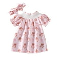 thumbnail image 1 of BJUTIR Dresses For Girls Size 9-12M Summer Sweet And Cute Girl Baby Sweet And Cute Bow Animal Arint Sweet Cute Elasticated Collar Short Sleeve Dress Leisure Sundress, 1 of 9