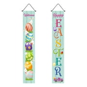 BJUTIR Easter Decorations Happy Porch Banner Bunny Egg Rabbit Party Front Door Sign Wall Hanging Spring Decorations And Supplies For Home Office Farmhouse Holiday Decor