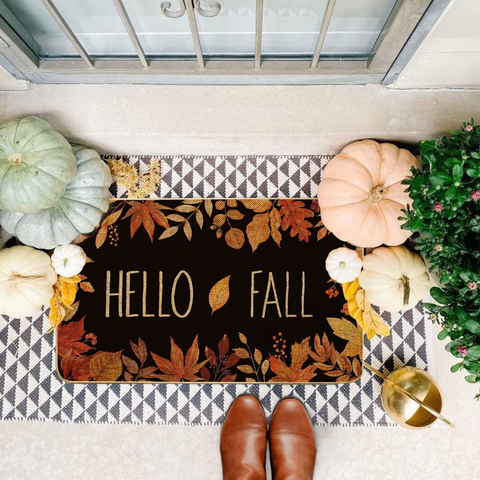 BJUTIR Fall Thanksgiving Decorative Door Mat Farmhouse Happy Fall Yall