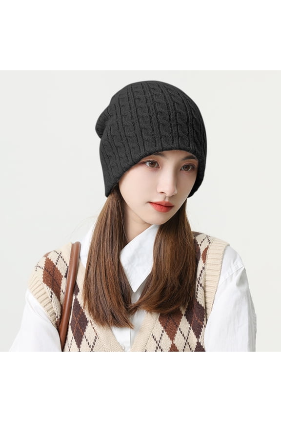 Fashion Hats For Adult Women Warm Solid Twist Knit Crochet Pile Pile Hat Pullover Cap