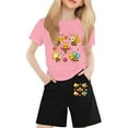 thumbnail image 1 of BJUTIR Girls 2 Piece Sets Round Neck Short Sleeved Printed T Shirt Shorts Outfits Cozy Clothes Set Size 8-9 Years, 1 of 4
