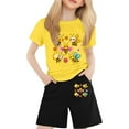 thumbnail image 1 of BJUTIR Girls 2 Piece Sets Round Neck Short Sleeved Printed T Shirt Shorts Outfits Sweet And Cute Clothes Suit Size 3-4 Years, 1 of 4
