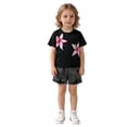 thumbnail image 1 of BJUTIR Girls 2 Piece Sets Short Sleeve Top And Denim Jeans Shorts Casual Summer Outfit Trend Matching Set Size 5-6 Years, 1 of 6