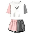 thumbnail image 1 of BJUTIR Girls 2 Piece Sets Summer Print Short Sleeve Top And Shorts Set Cute Round Neck Casual Outfit For Teens And Juniors Trend Clothes Set Size 13-14 Years, 1 of 5
