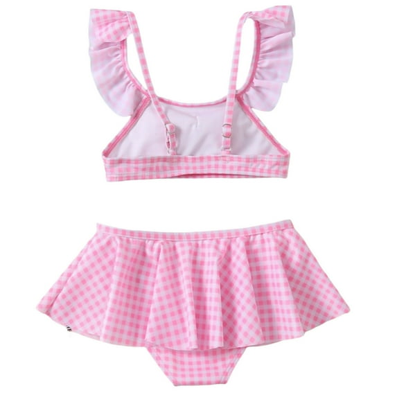 BJUTIR Girls Bathing Suits Kids Hollow Out Swimsuits Bikini Set Fashion Top Two Piece Swimwear Lightweight Summer Beachwear Pink Size 5-6 Years