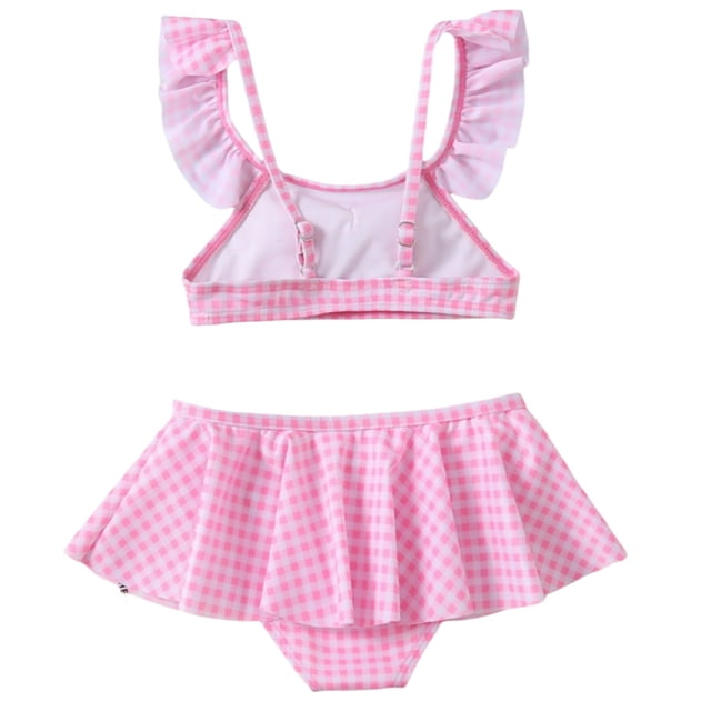BJUTIR Girls Bathing Suits Kids Hollow Out Swimsuits Bikini Set Fashion Top Two Piece Swimwear Lightweight Summer Beachwear Pink Size 5-6 Years