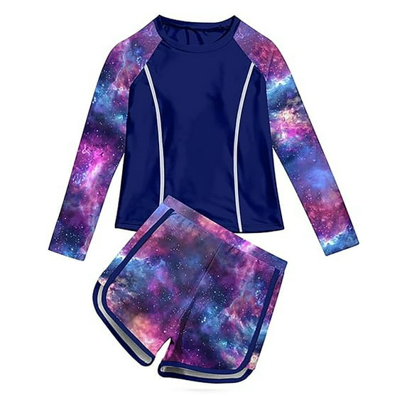 BJUTIR Girls Bathing Suits Rash Guard 2 Piece Swimsuits Upf 50+ Swimwear Skin-Friendly Summer Beachwear Purple Size 8-9Years