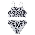 thumbnail image 1 of BJUTIR Girls Bathing Suits Ruffles Swimwear Outfits Hollow Bikini Set Kids Swimsuit Set Cow Print Graphic Bikini Set Swimsuit Cute Summer Beachwear White Size 10Years, 1 of 9