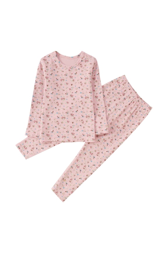 Girls Pajamas Set Long Sleeve And Pants Set Little Floral Sweater Leisure Spring Summer Loungewear Size 3-4 Years