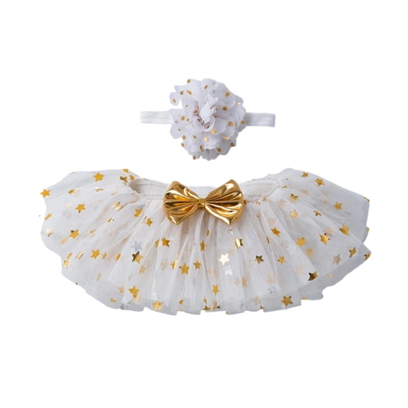 BJUTIR Girls Skirts Baby Layered Sequins Tutu Skirt Toddler Ballet Dance Dress And Headband First Birthday Outfits Size 12-24 Months Beige