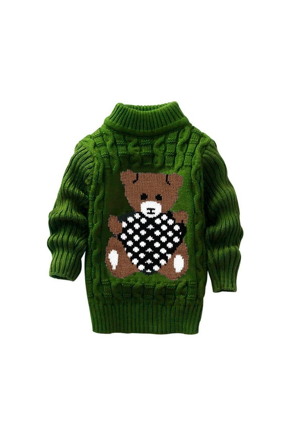 Girls Sweaters Kids Baby Girls Solid Cartoon Print Knit Pullover Sweater Crochet Tops