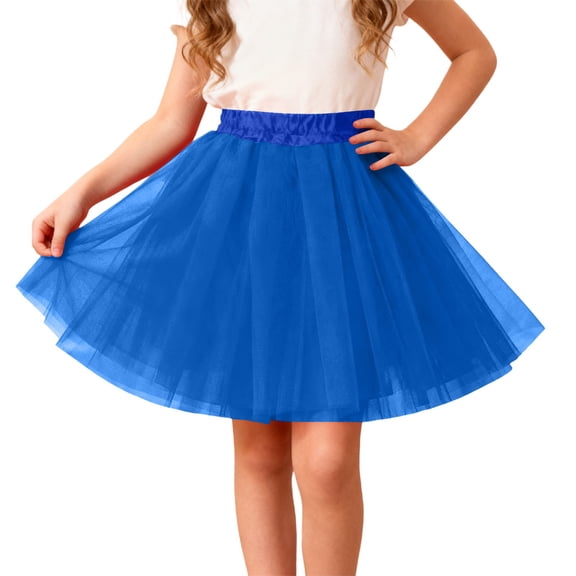BJUTIR Girls Tutu Skirts With Elastic Waistband Layered Dance Skirt For Kids Party Performance And Play Blue
