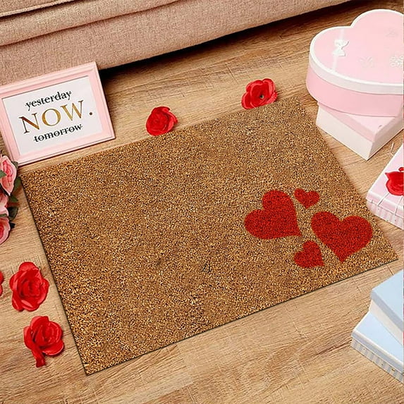 BJUTIR Indoor Doormat Floor Mat Valentine'S Day Living Room Bedroom Red Love Heart Rug Valentine'S Day Home Decoration