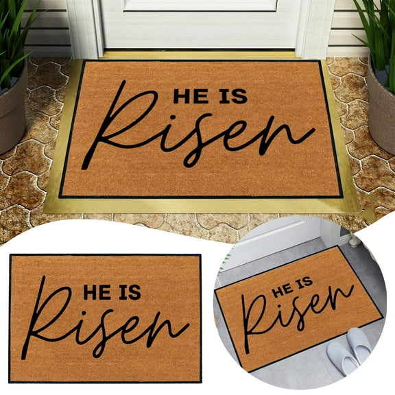 BJUTIR Indoor Doormat He Is Easter Risen Mats Holiday Mats Welcome Door Mats Polyester Door Mats