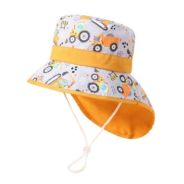 BJUTIR Kids Adjustable Chin Strap Sun Protection Hats Summer Spring Wide Brim Neck Flap Hat Cute Cartoon Outdoor Beach Bucket Cap