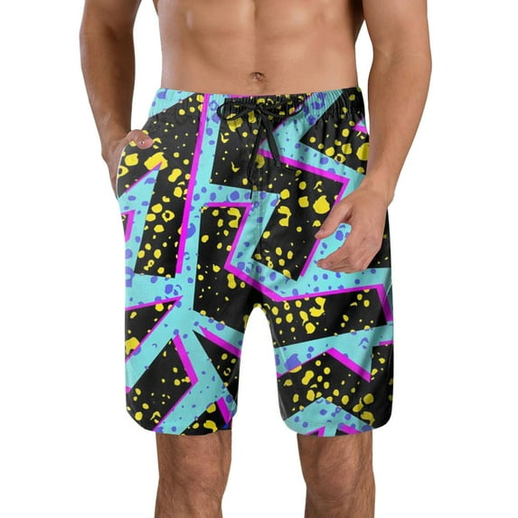 BJUTIR Mens 80S 90S Swim Shorts Retro Fun Novelty Party Shorts Mesh Lined Quick Dry Swimwear Shorts