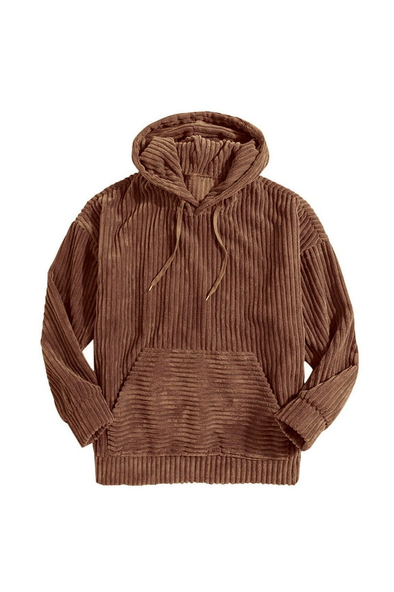 Mens Sweatshirts And Hoodies Casual Corduroy Patchwork Blouse Long Sleeve Hooded Tops Drawstring Hoodies