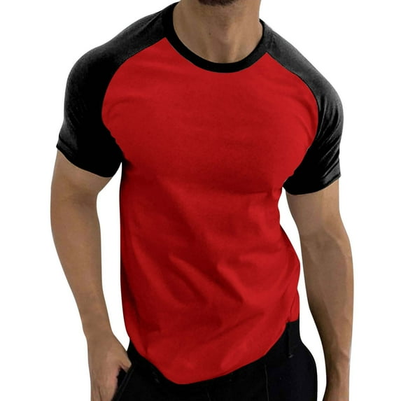 BJUTIR Mens T Shirt Spring Summer Casual Sports Color Block Raglan Sleeves Round Neck T Shirt