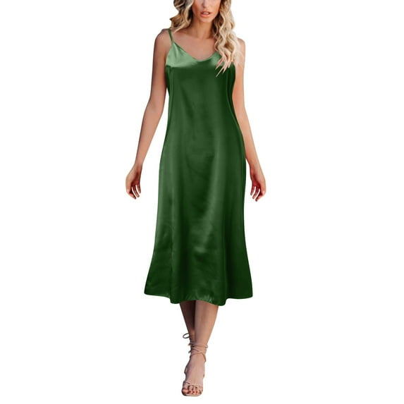 BJUTIR Pajamas For Women Fashion Solid Dress Sleeveless Strap V Neck Dress Loose Dress Home Nightdress